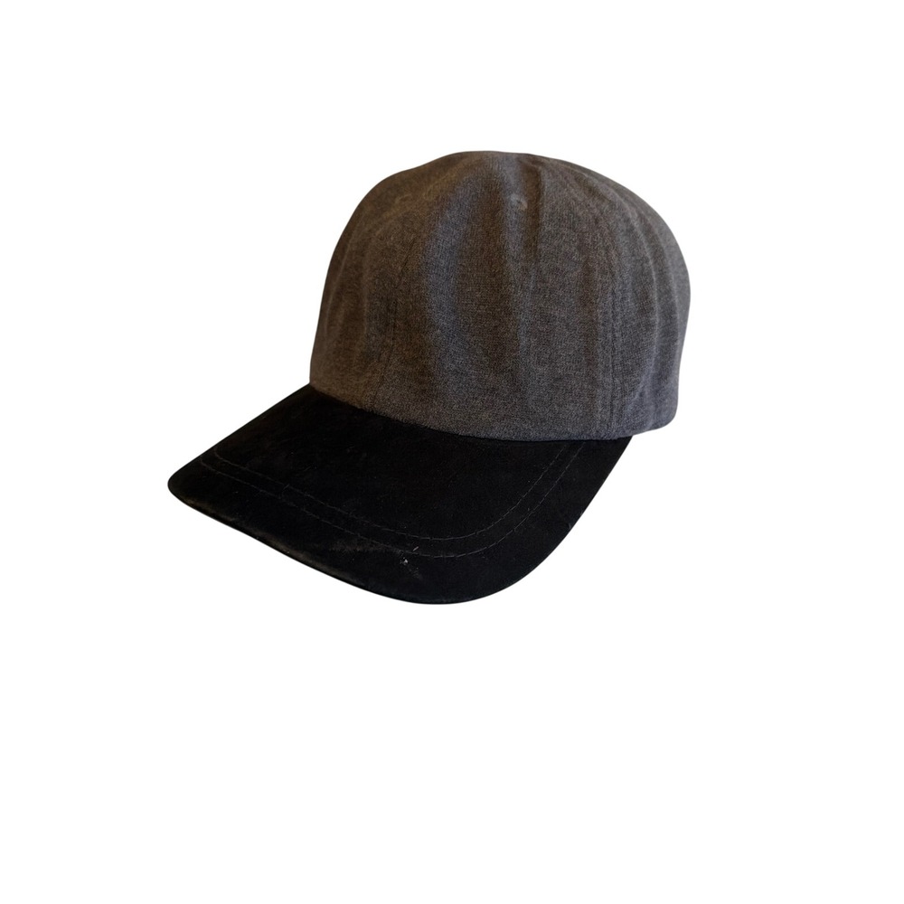 Liz Claiborne Baseball Cap Grey Black Two Tone Faux Suede Brim Strapback Hat
